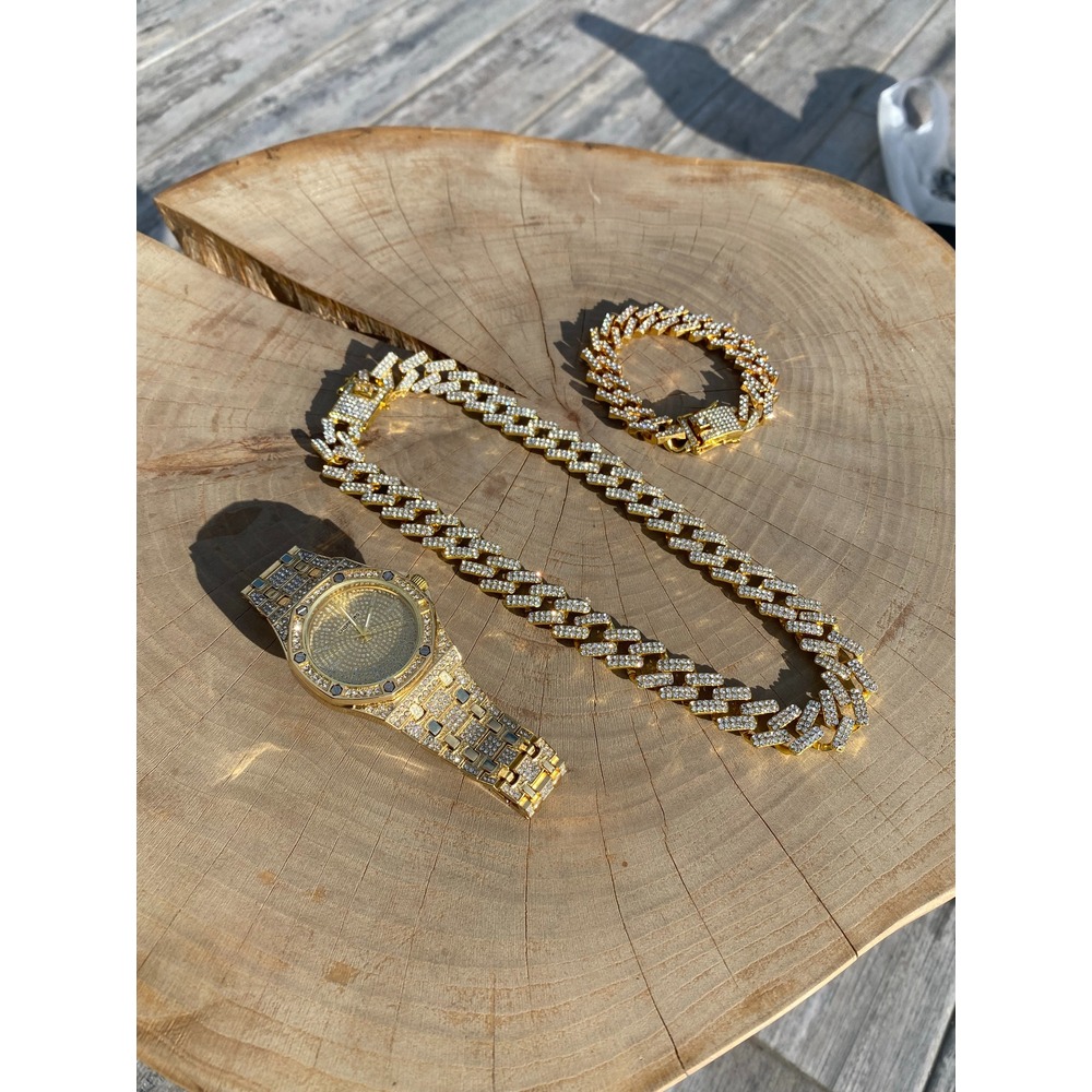 Cuban Chain Gold Set