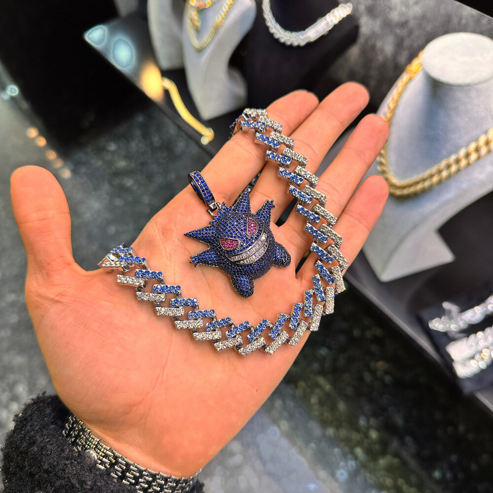 Blue Cuban Chain & Gengar Blue Pendant