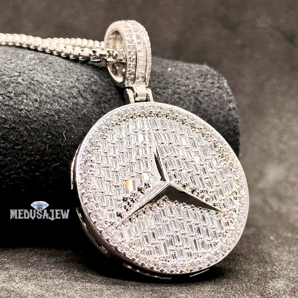 Iced Out Mercedes Pendant Çelik Kolye Ucu