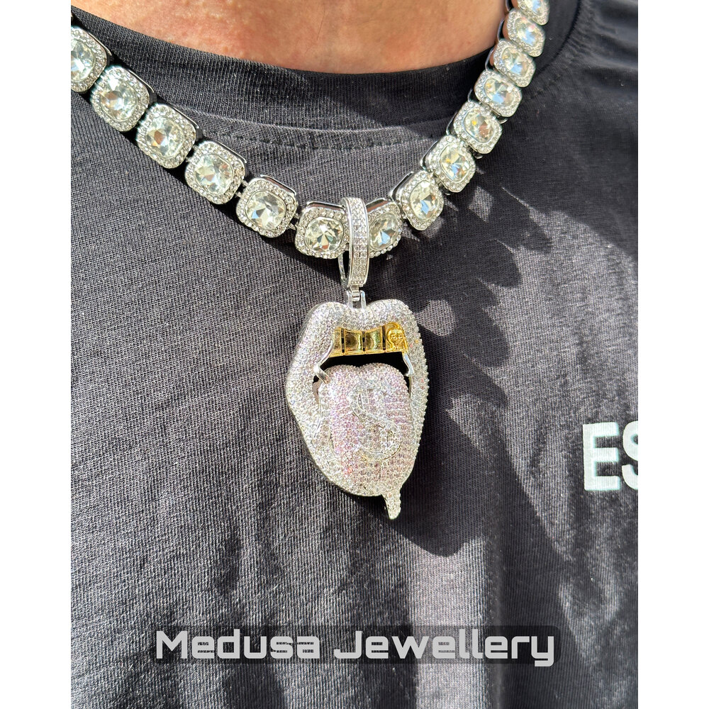 Tennis Chain & Stony Tongue Pendant